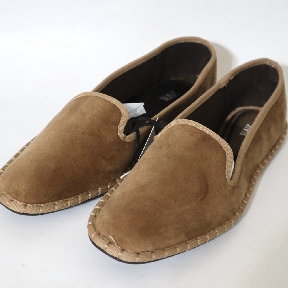 Zara Flat Velvet‎ Ballerina women’s shoes Size 8 Beige